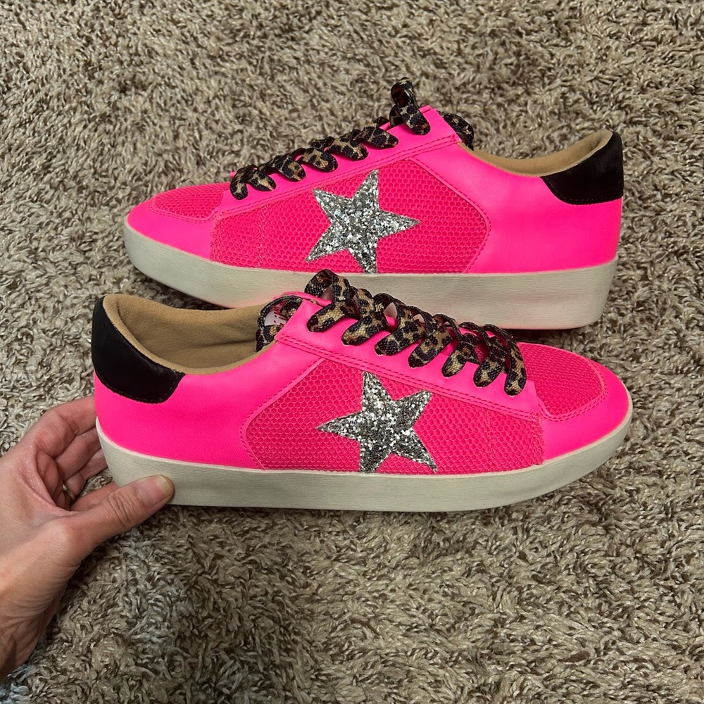 Pink Glitter Star Women's Sneakers